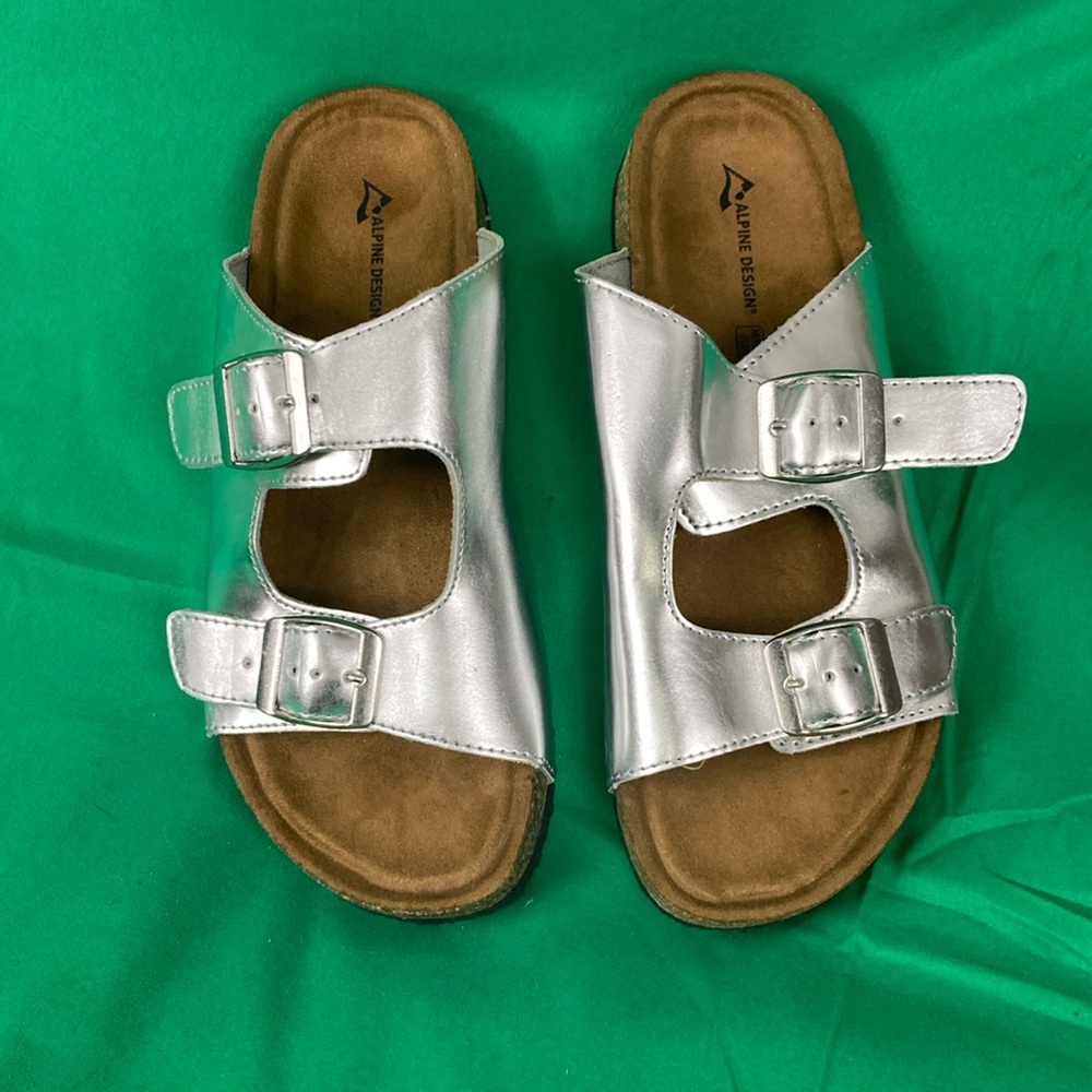 Alpine Design Silver Buckle Slides